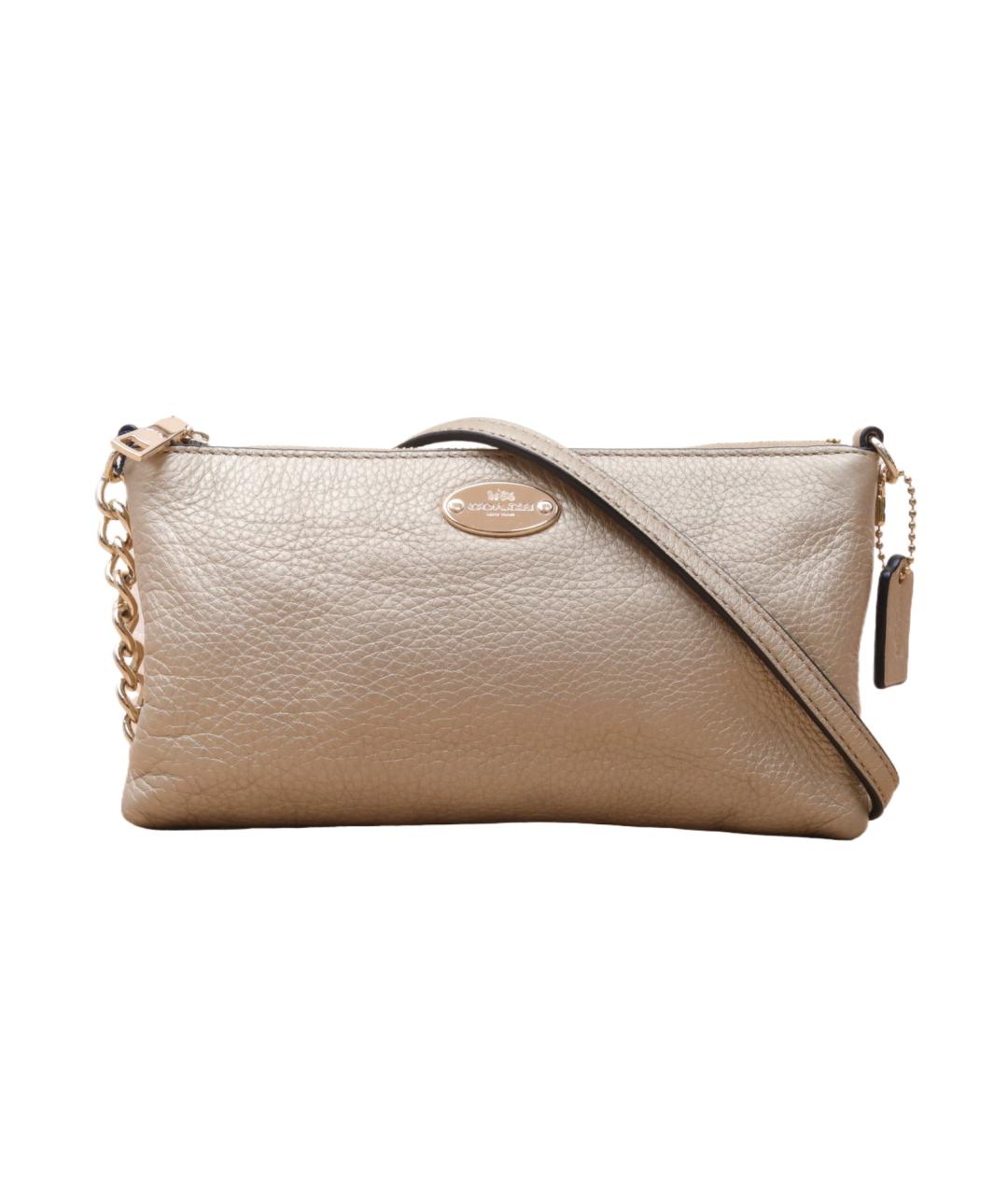 COACH Золотая кожаная сумка через плечо, фото 1