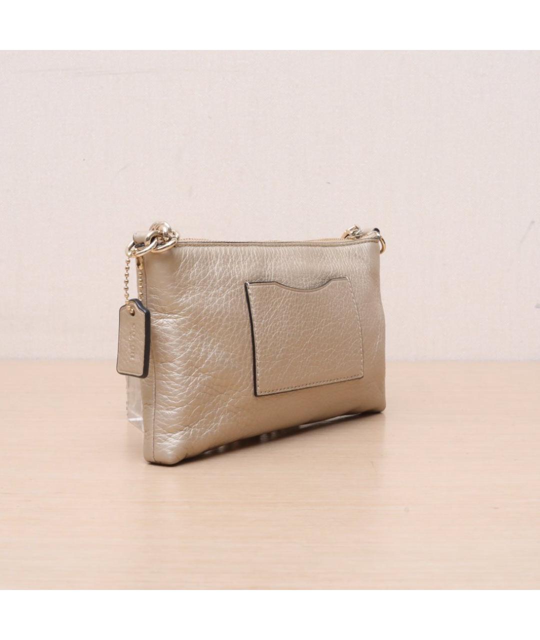 COACH Золотая кожаная сумка через плечо, фото 6