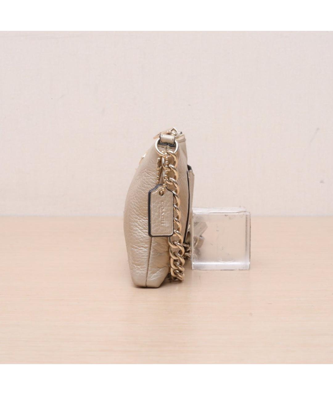 COACH Золотая кожаная сумка через плечо, фото 5