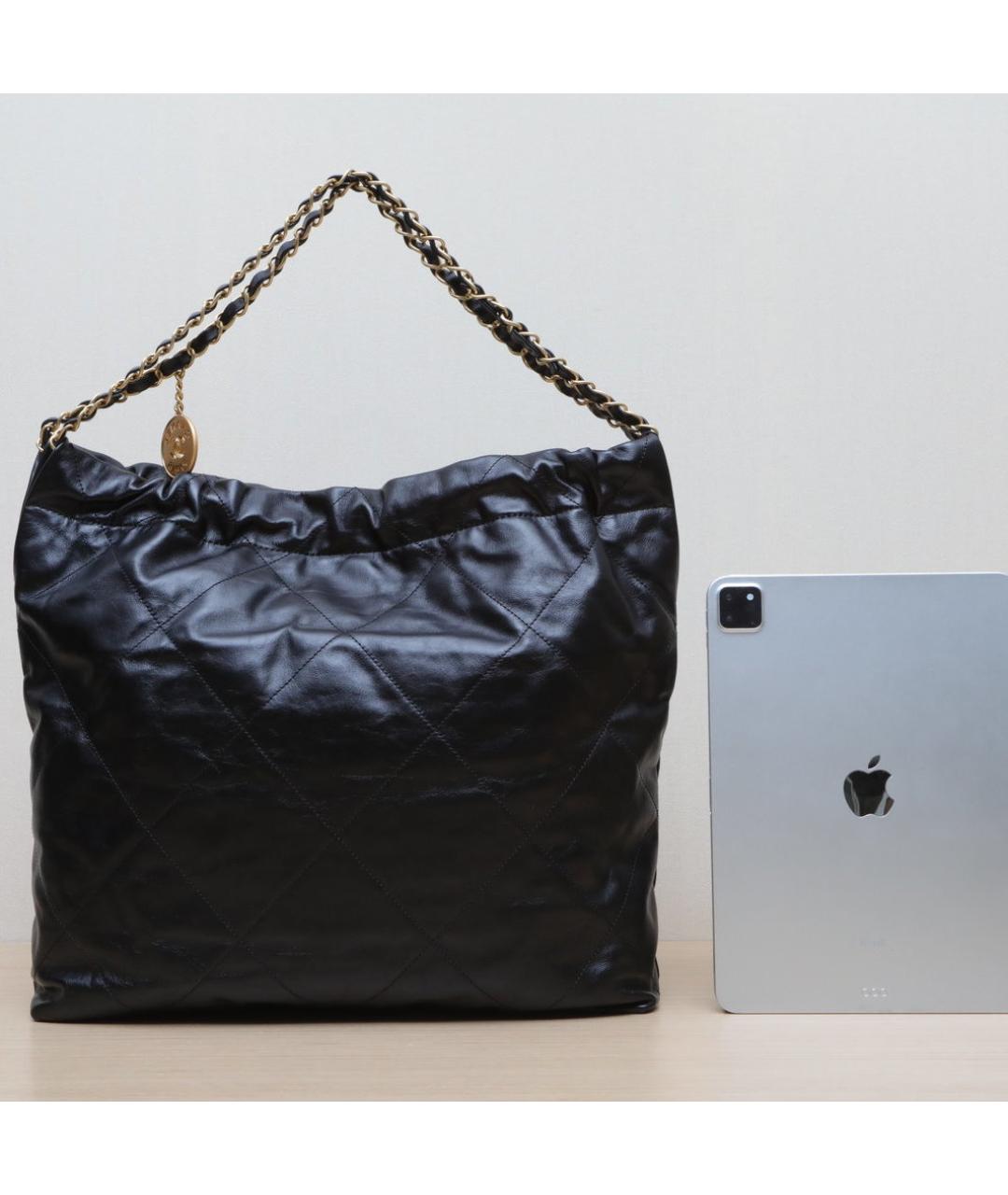 CHANEL Черная кожаная сумка через плечо, фото 7