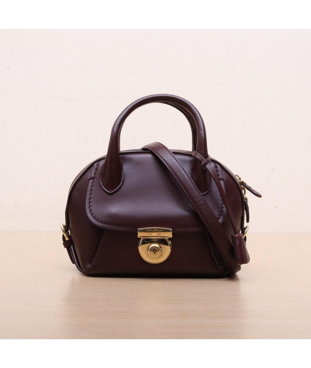 FERRAGAMO Бордовая кожаная сумка через плечо, фото 3