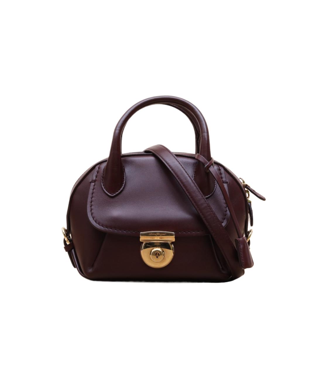 FERRAGAMO Бордовая кожаная сумка через плечо, фото 1