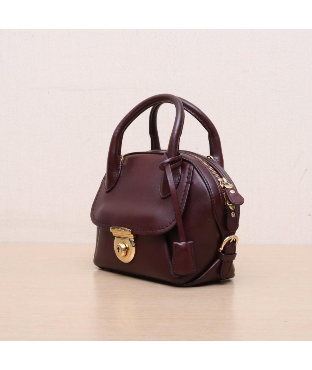 FERRAGAMO Бордовая кожаная сумка через плечо, фото 4