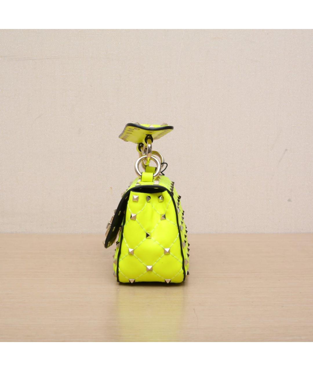 VALENTINO Желтая кожаная сумка через плечо, фото 5