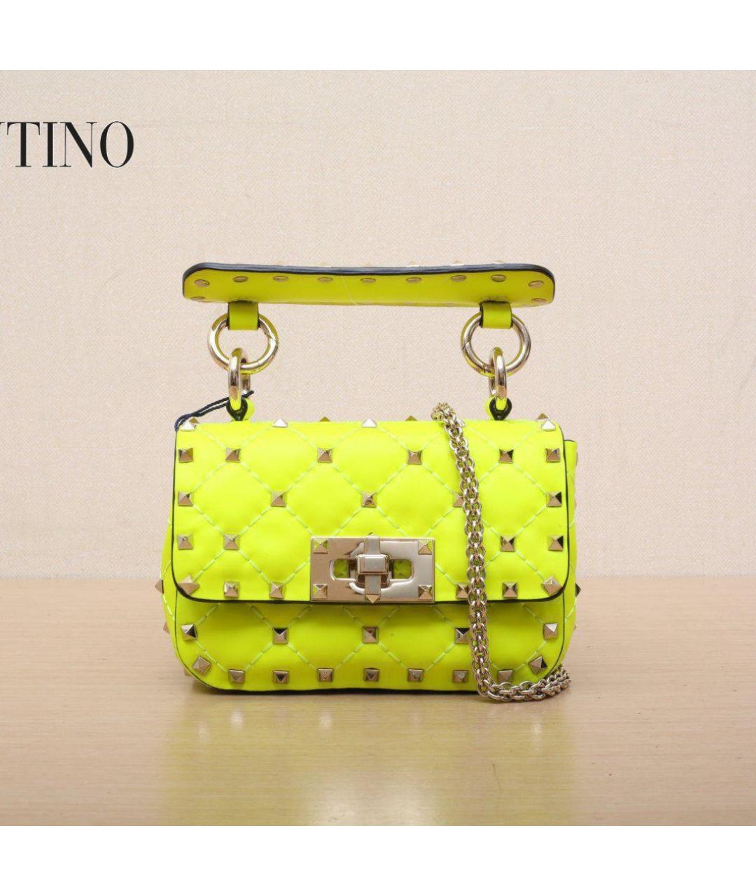 VALENTINO Желтая кожаная сумка через плечо, фото 2