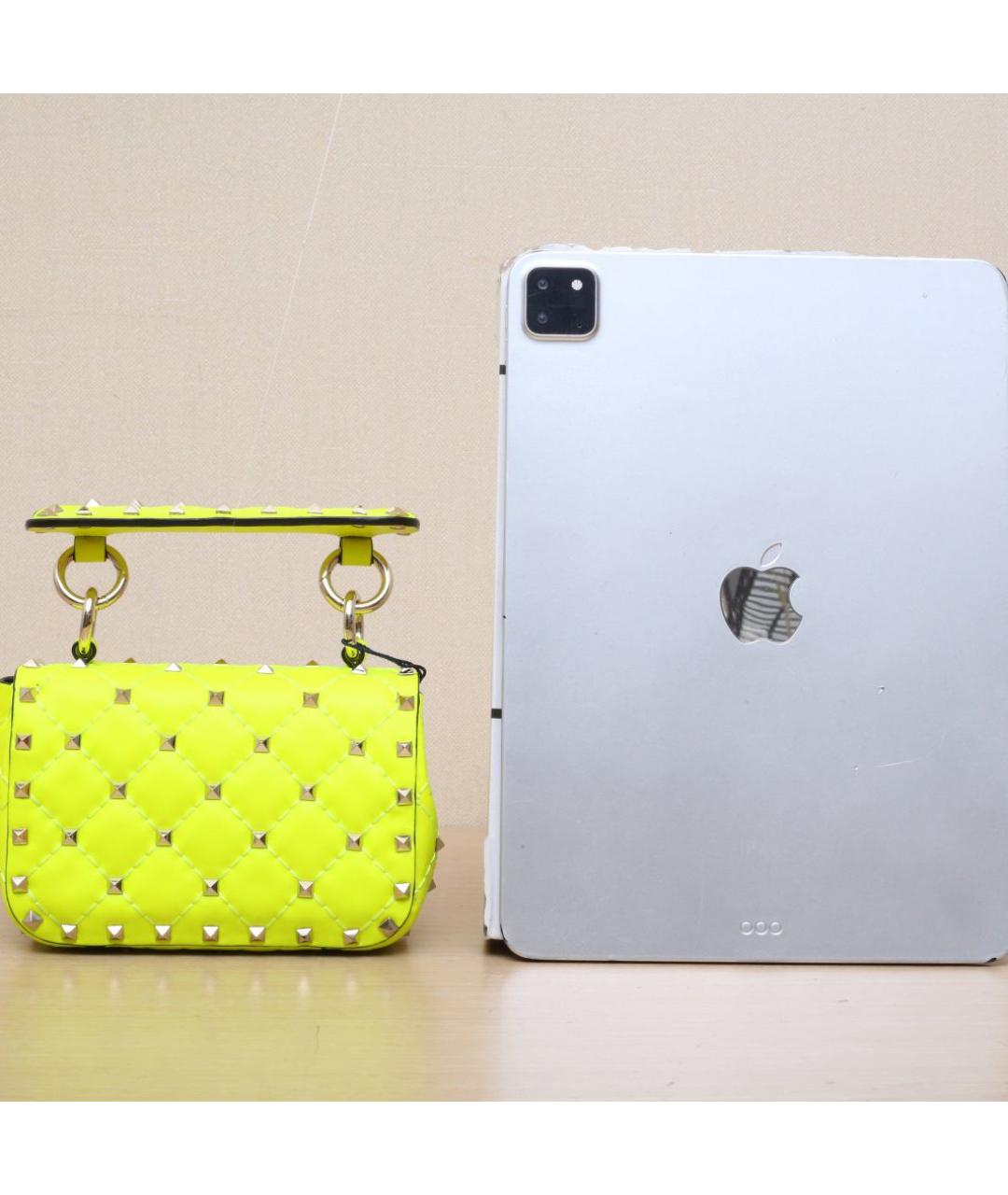 VALENTINO Желтая кожаная сумка через плечо, фото 7
