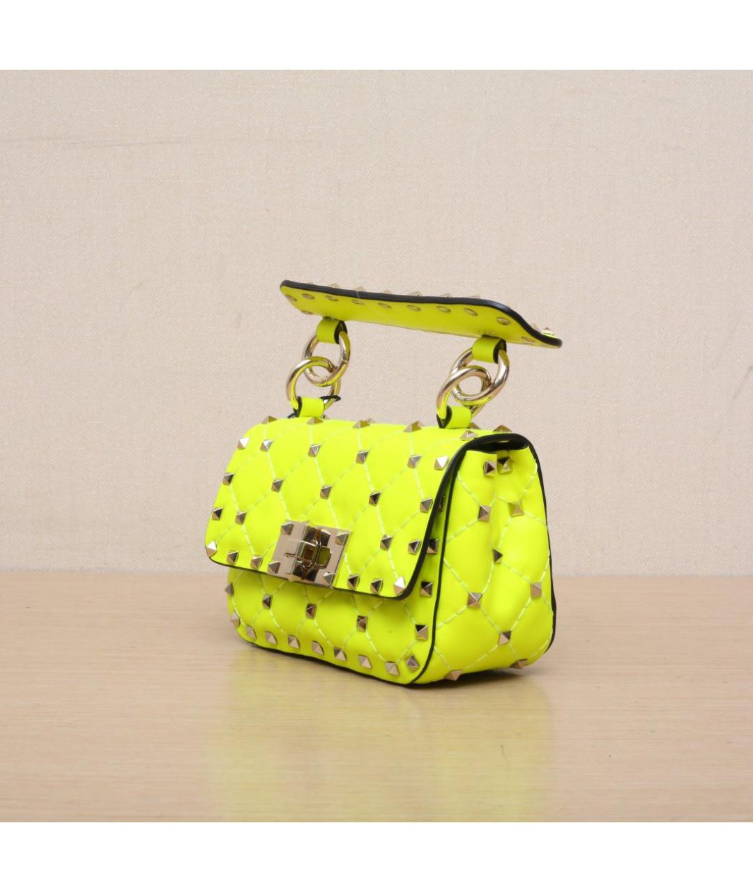 VALENTINO Желтая кожаная сумка через плечо, фото 4