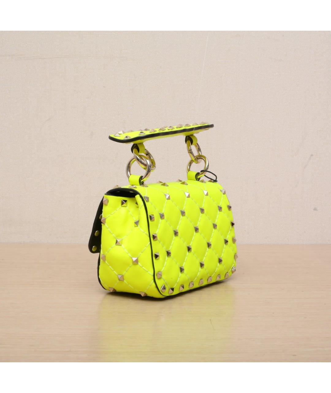 VALENTINO Желтая кожаная сумка через плечо, фото 6