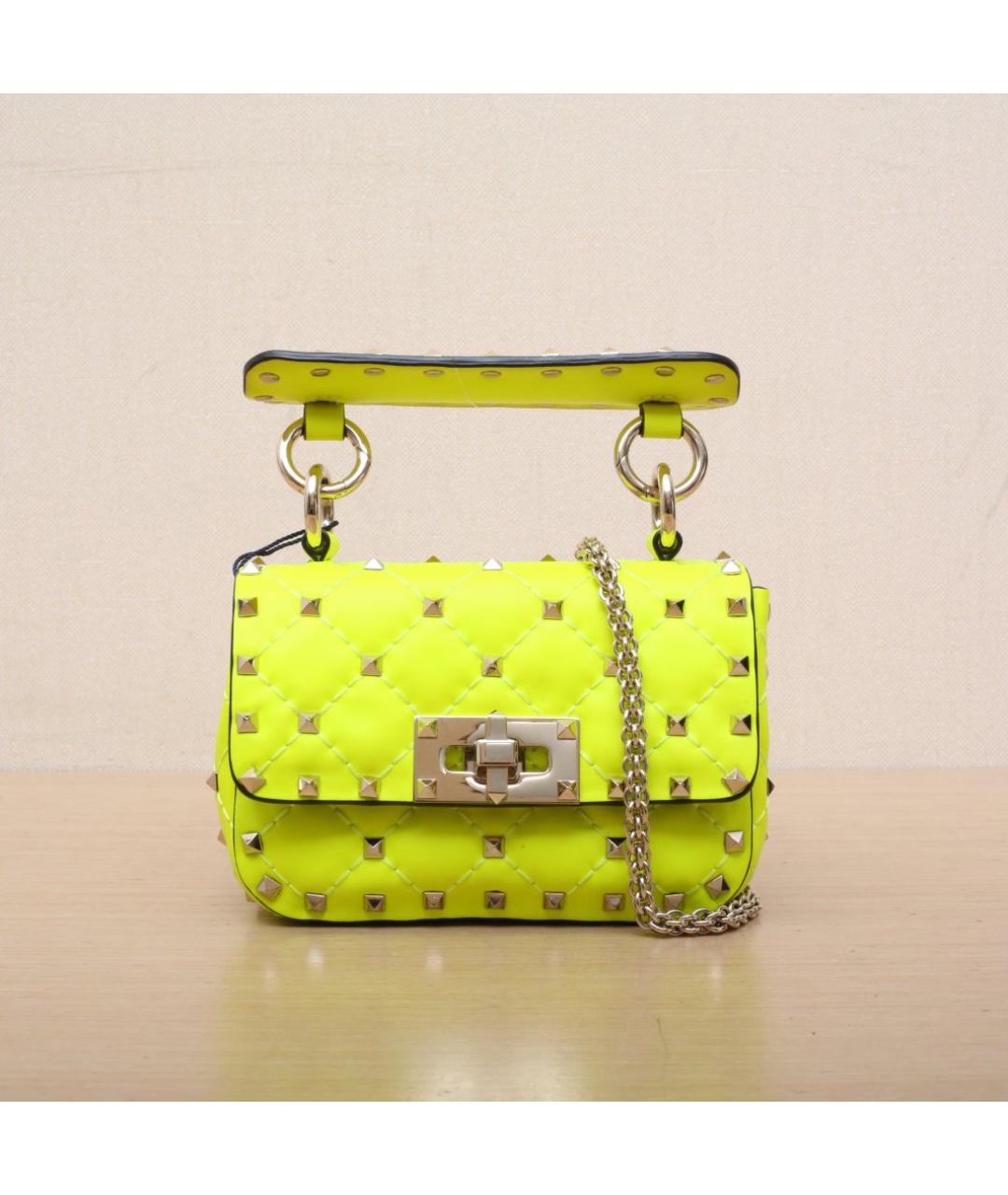 VALENTINO Желтая кожаная сумка через плечо, фото 3