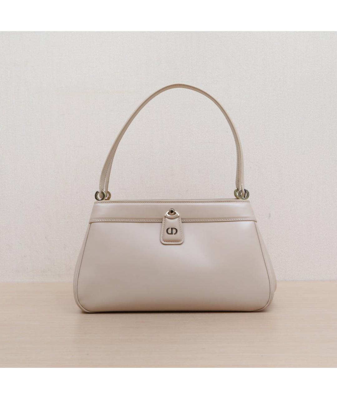 CHRISTIAN DIOR Бежевая кожаная сумка через плечо, фото 3