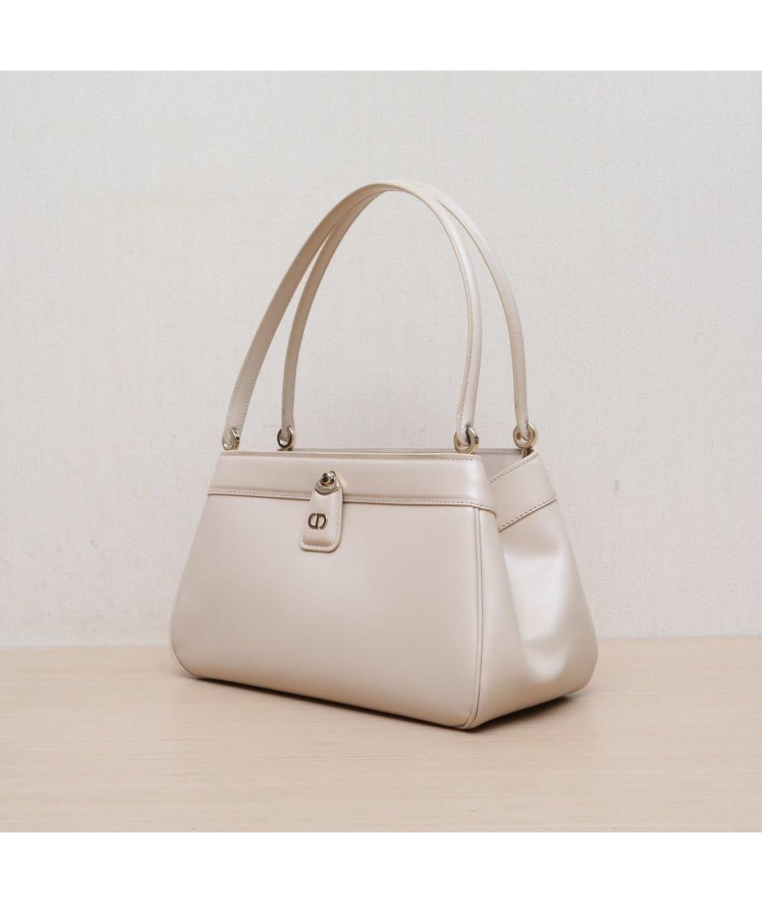 CHRISTIAN DIOR Бежевая кожаная сумка через плечо, фото 4