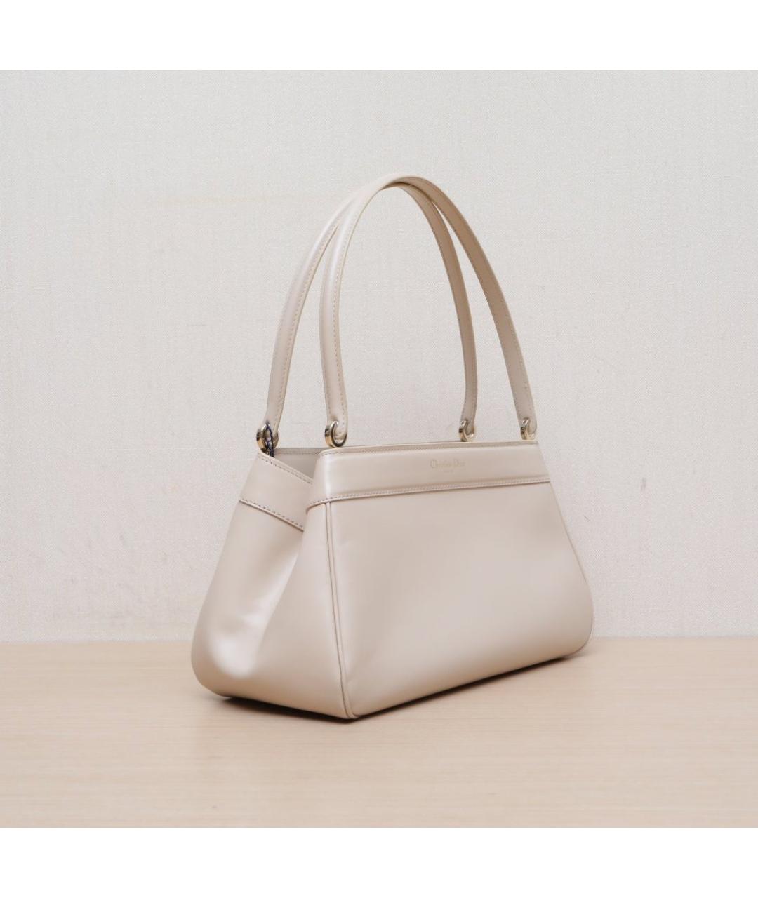 CHRISTIAN DIOR Бежевая кожаная сумка через плечо, фото 6