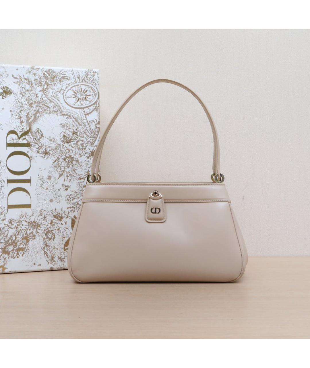 CHRISTIAN DIOR Бежевая кожаная сумка через плечо, фото 2