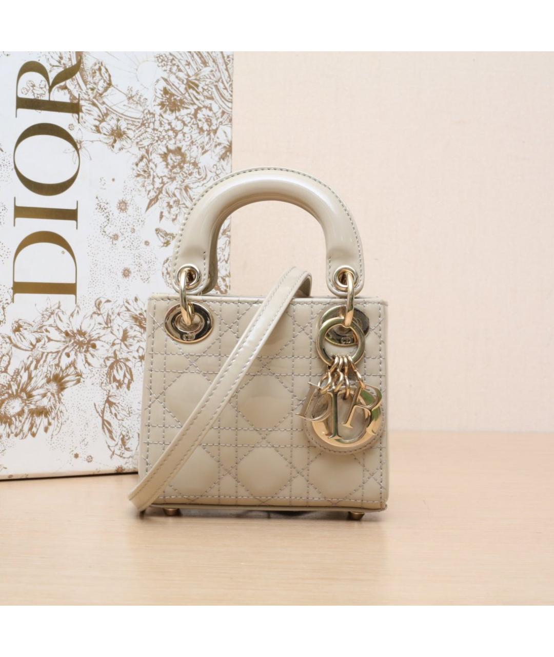 CHRISTIAN DIOR Бежевая кожаная сумка через плечо, фото 2