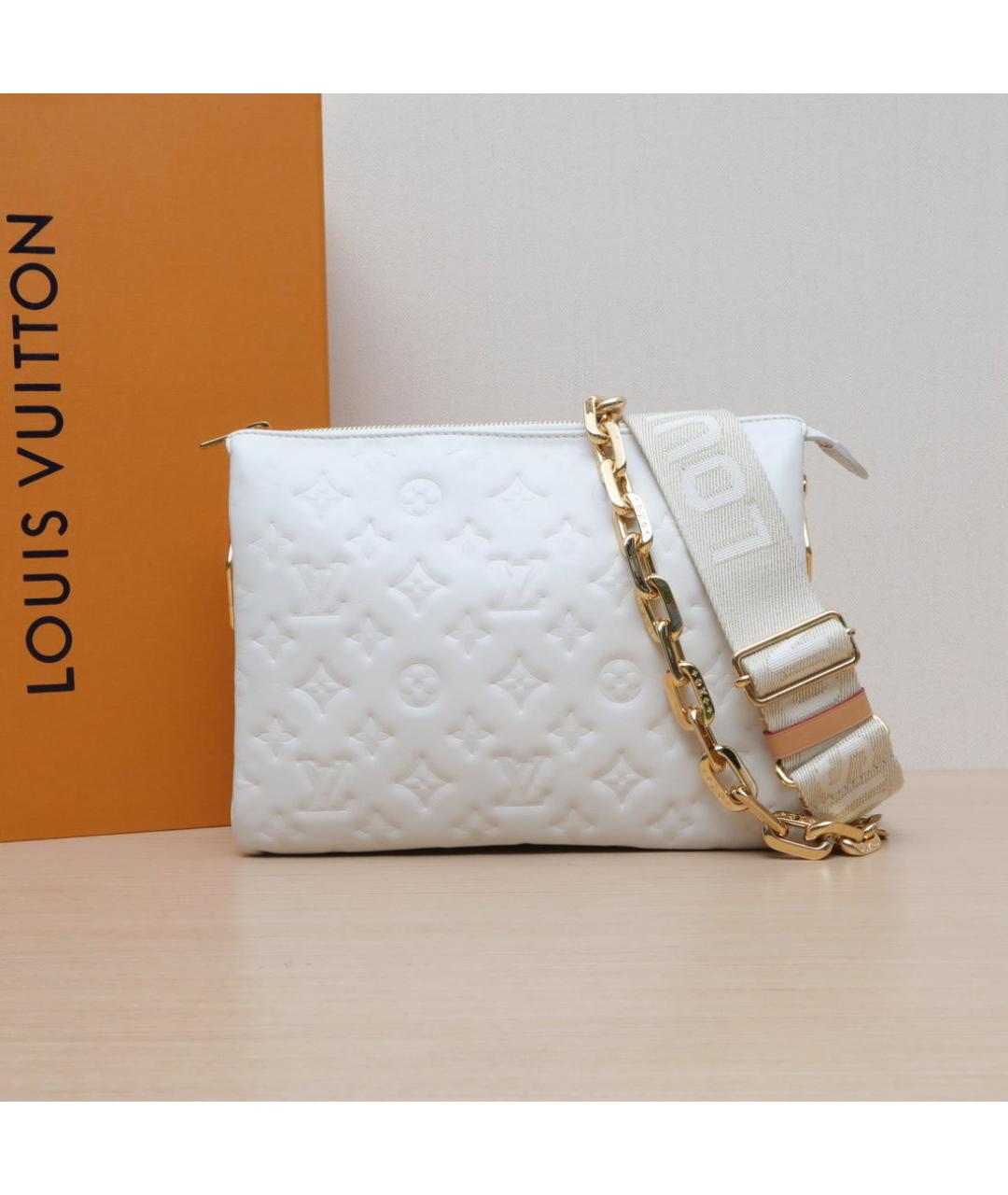 LOUIS VUITTON Белая кожаная сумка через плечо, фото 2