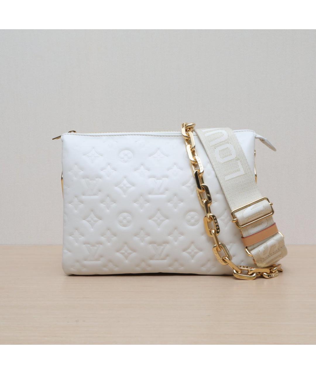 LOUIS VUITTON Белая кожаная сумка через плечо, фото 3