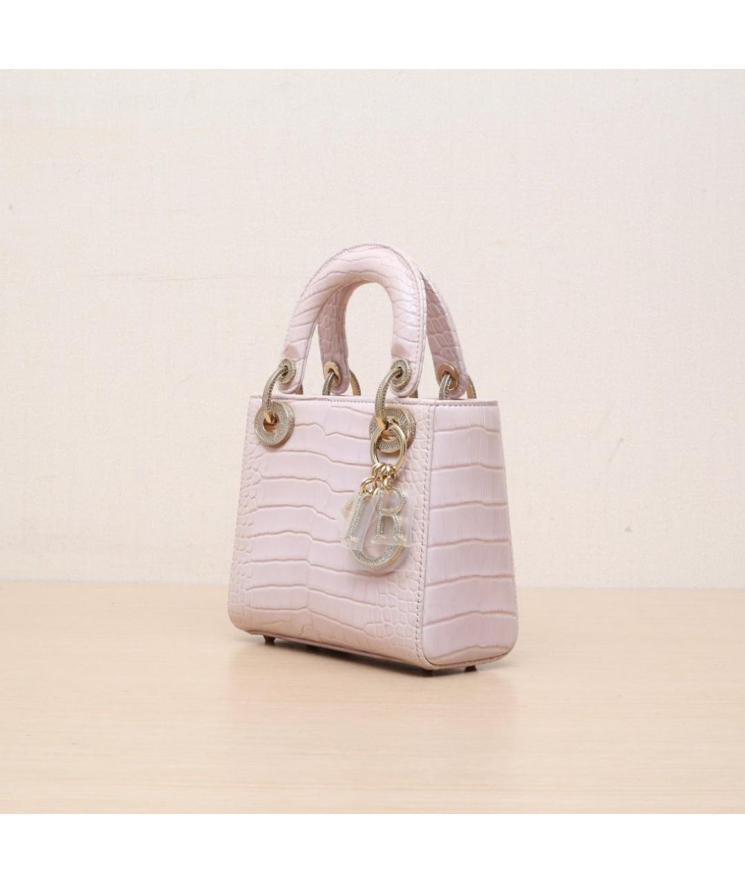 CHRISTIAN DIOR Розовая кожаная сумка через плечо, фото 4