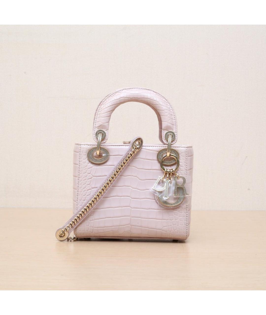 CHRISTIAN DIOR Розовая кожаная сумка через плечо, фото 3