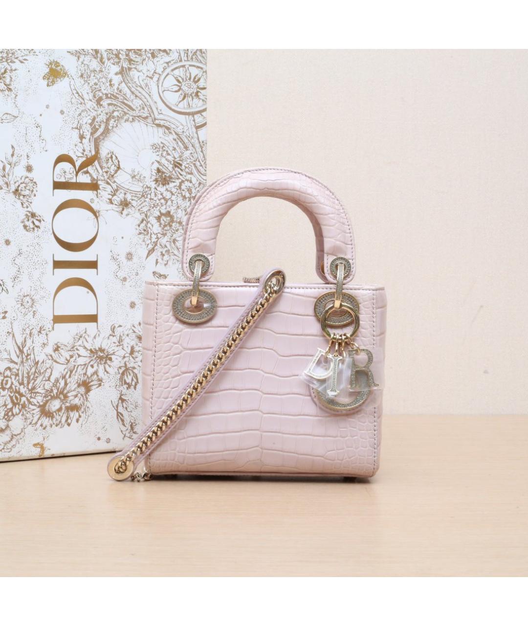 CHRISTIAN DIOR Розовая кожаная сумка через плечо, фото 2