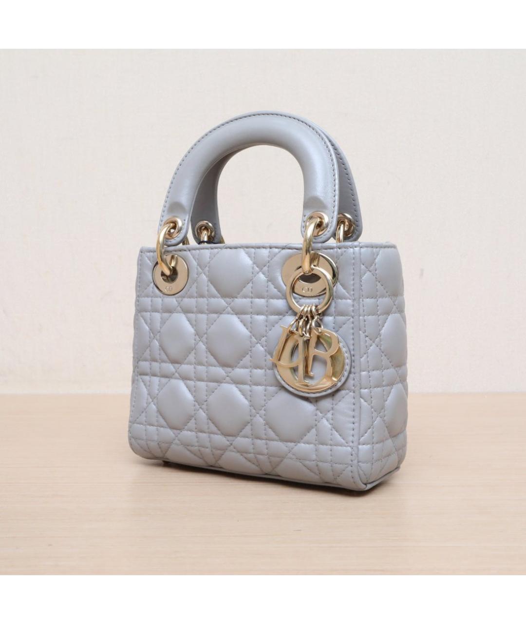 CHRISTIAN DIOR Серая кожаная сумка через плечо, фото 4