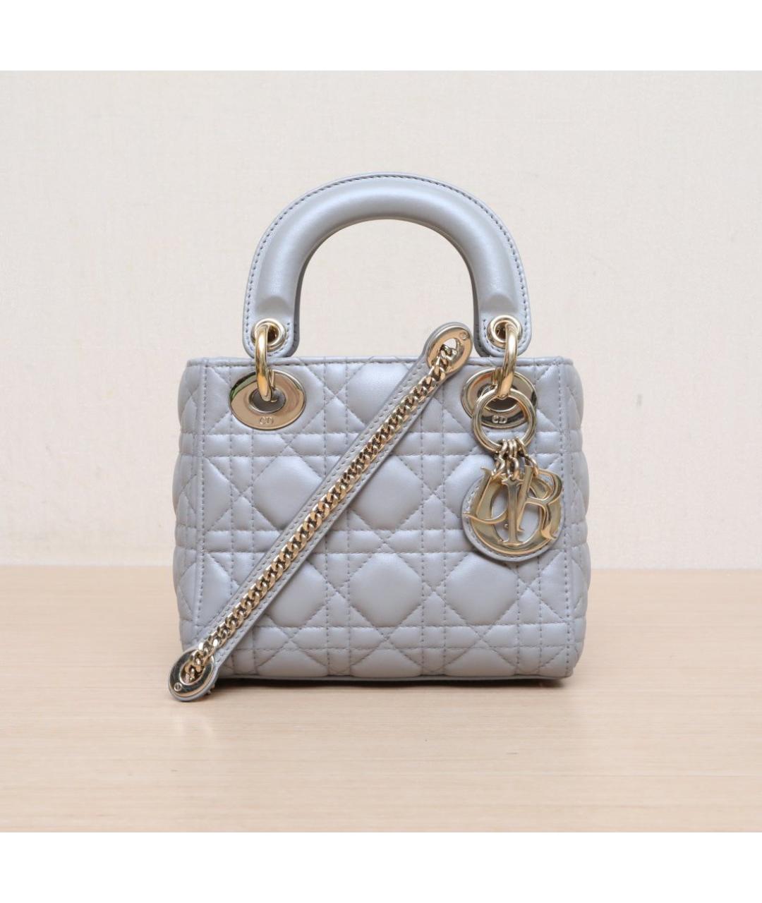 CHRISTIAN DIOR Серая кожаная сумка через плечо, фото 3