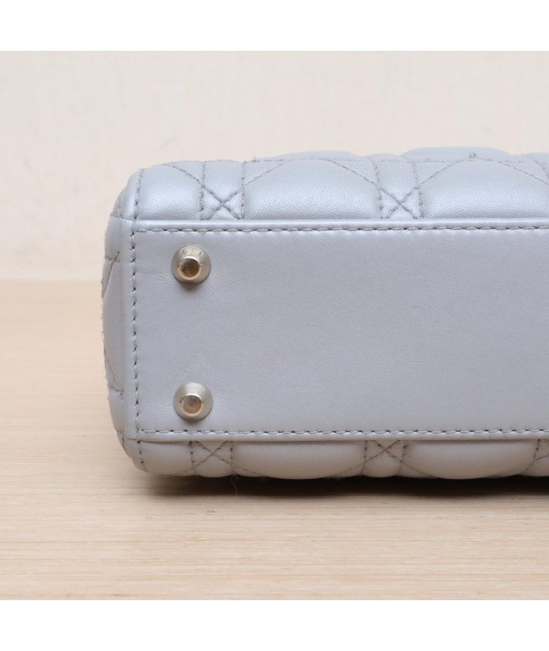 CHRISTIAN DIOR Серая кожаная сумка через плечо, фото 9