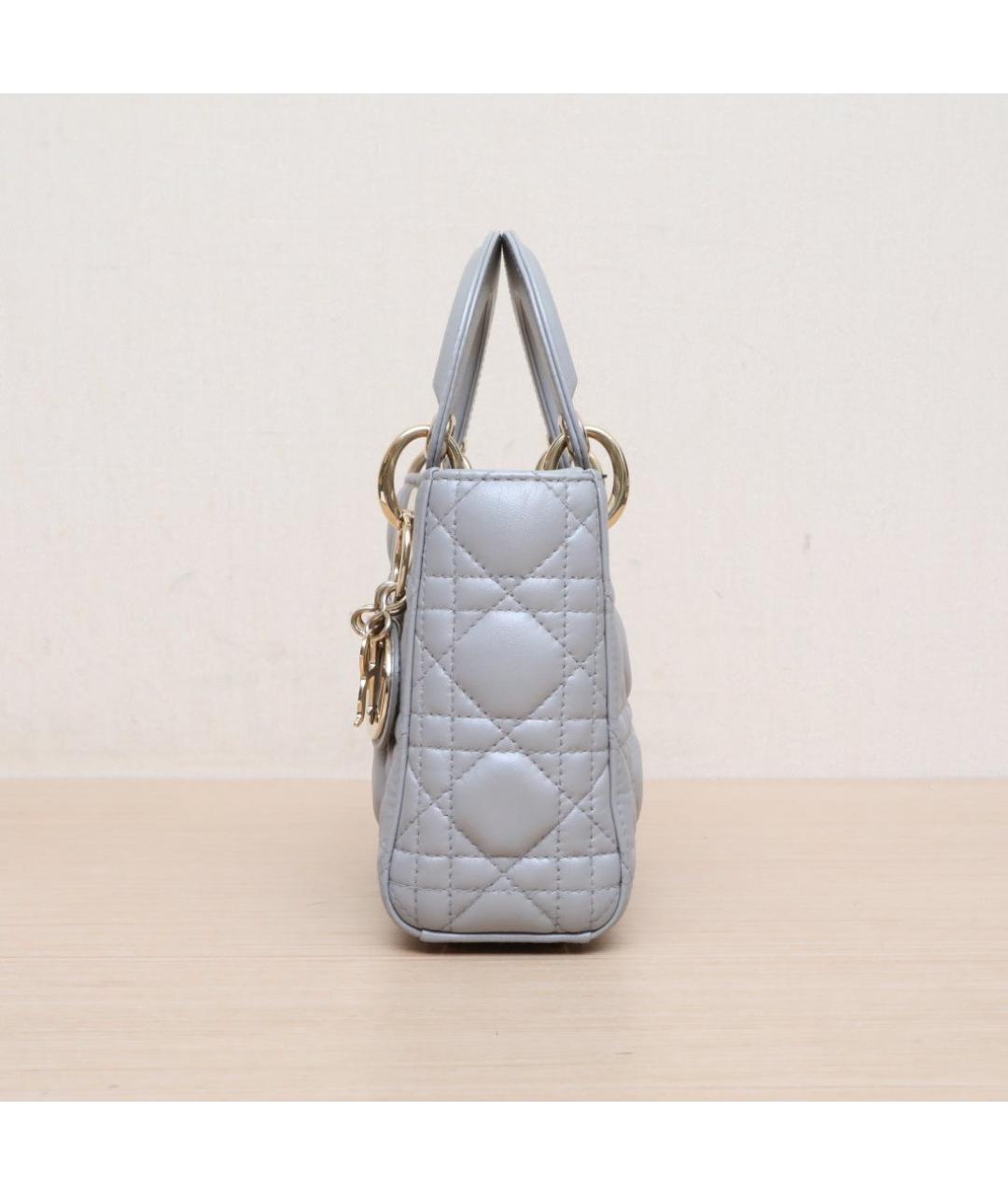 CHRISTIAN DIOR Серая кожаная сумка через плечо, фото 5