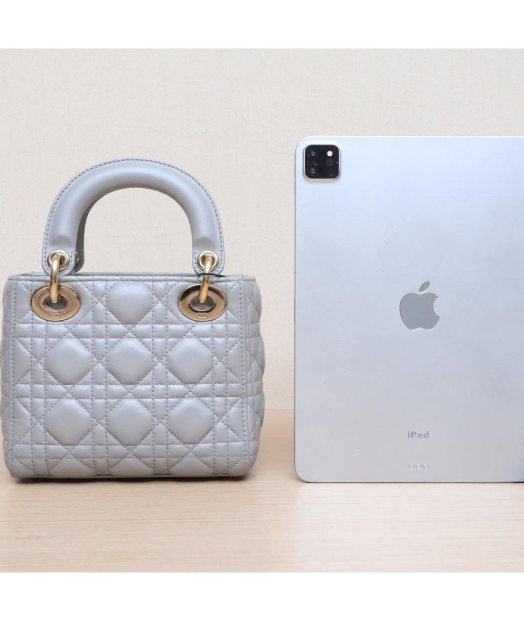 CHRISTIAN DIOR Серая кожаная сумка через плечо, фото 7