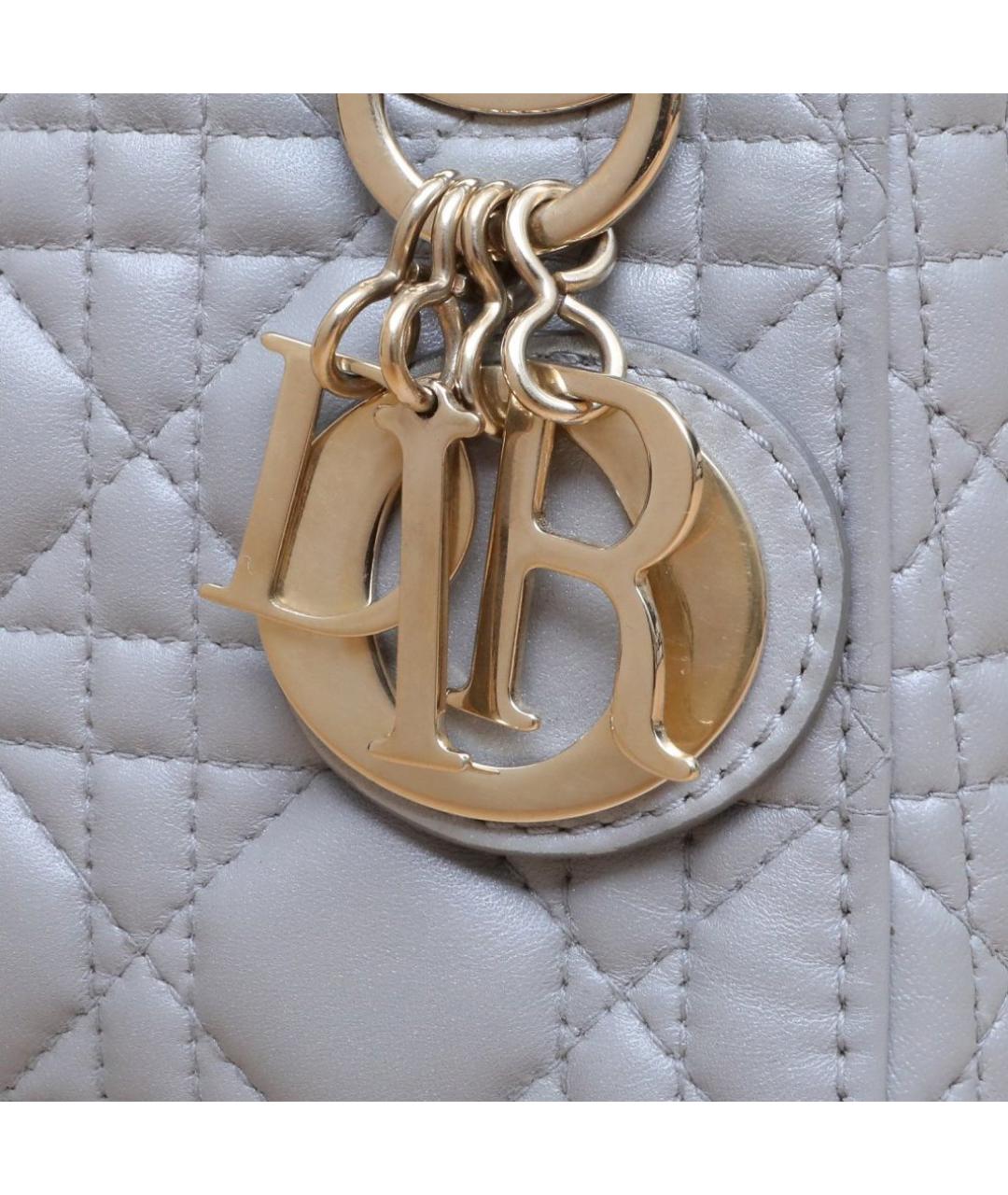 CHRISTIAN DIOR Серая кожаная сумка через плечо, фото 8