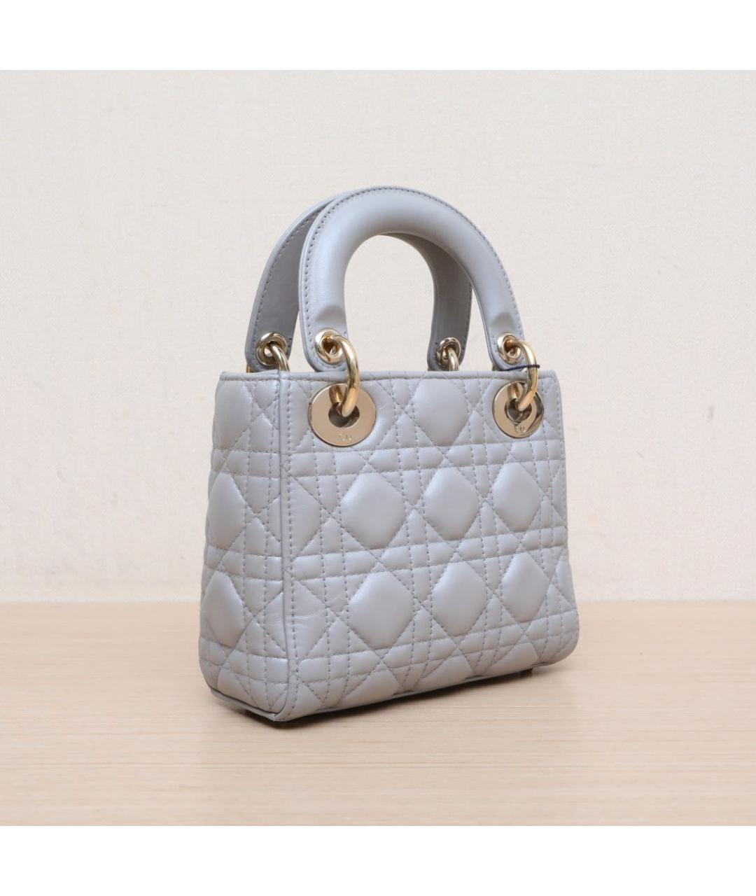 CHRISTIAN DIOR Серая кожаная сумка через плечо, фото 6