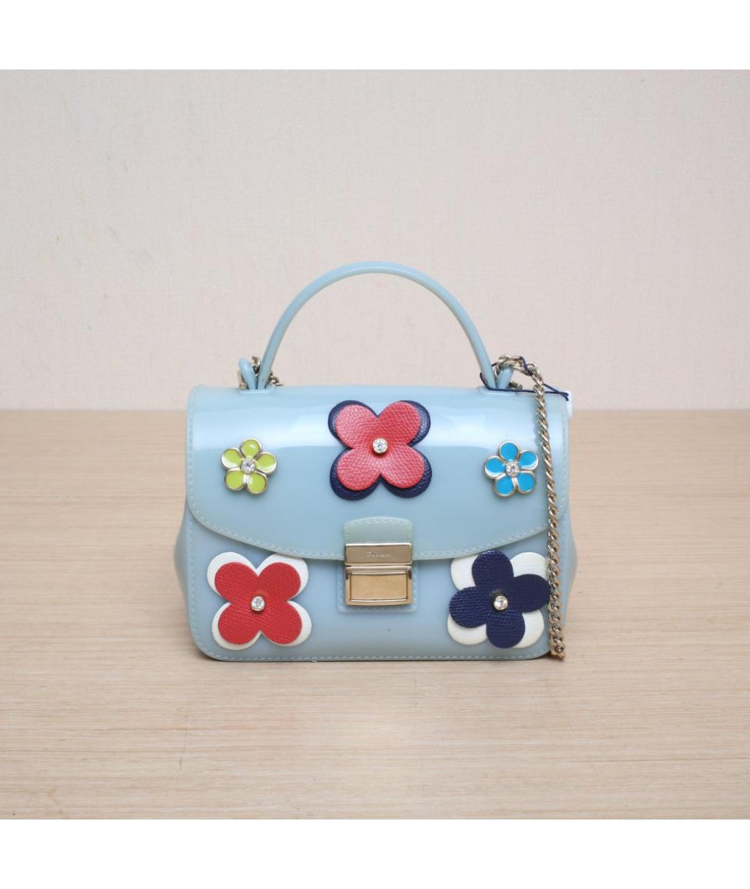 FURLA Голубая кожаная сумка через плечо, фото 3