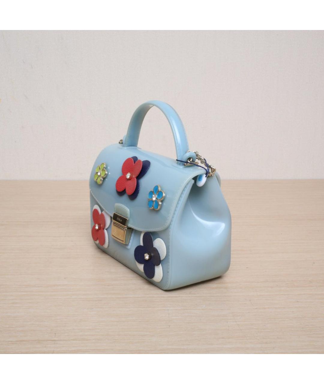 FURLA Голубая кожаная сумка через плечо, фото 4