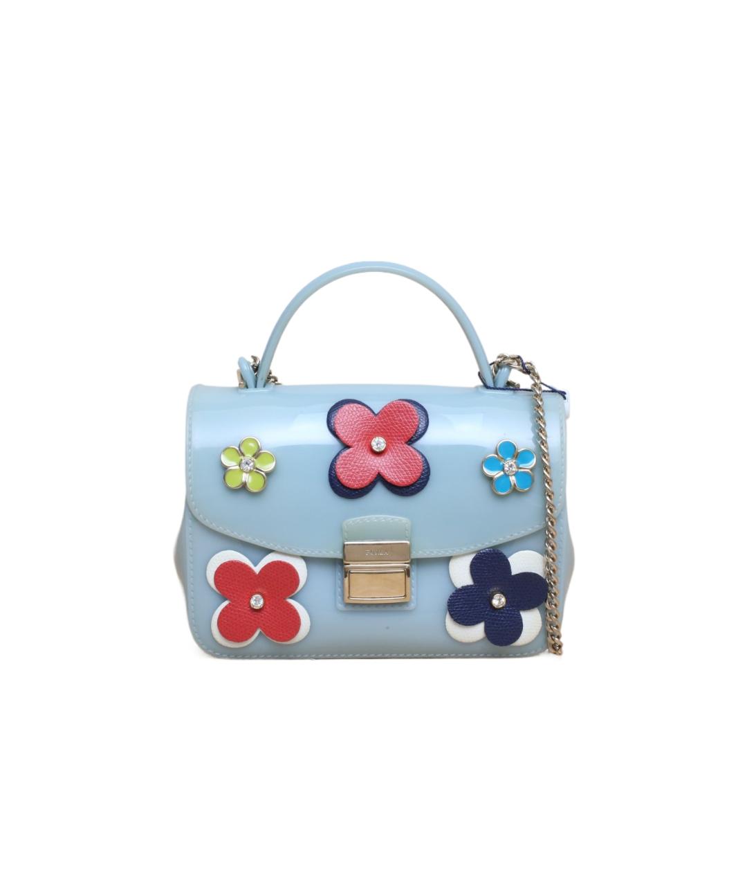 FURLA Голубая кожаная сумка через плечо, фото 1