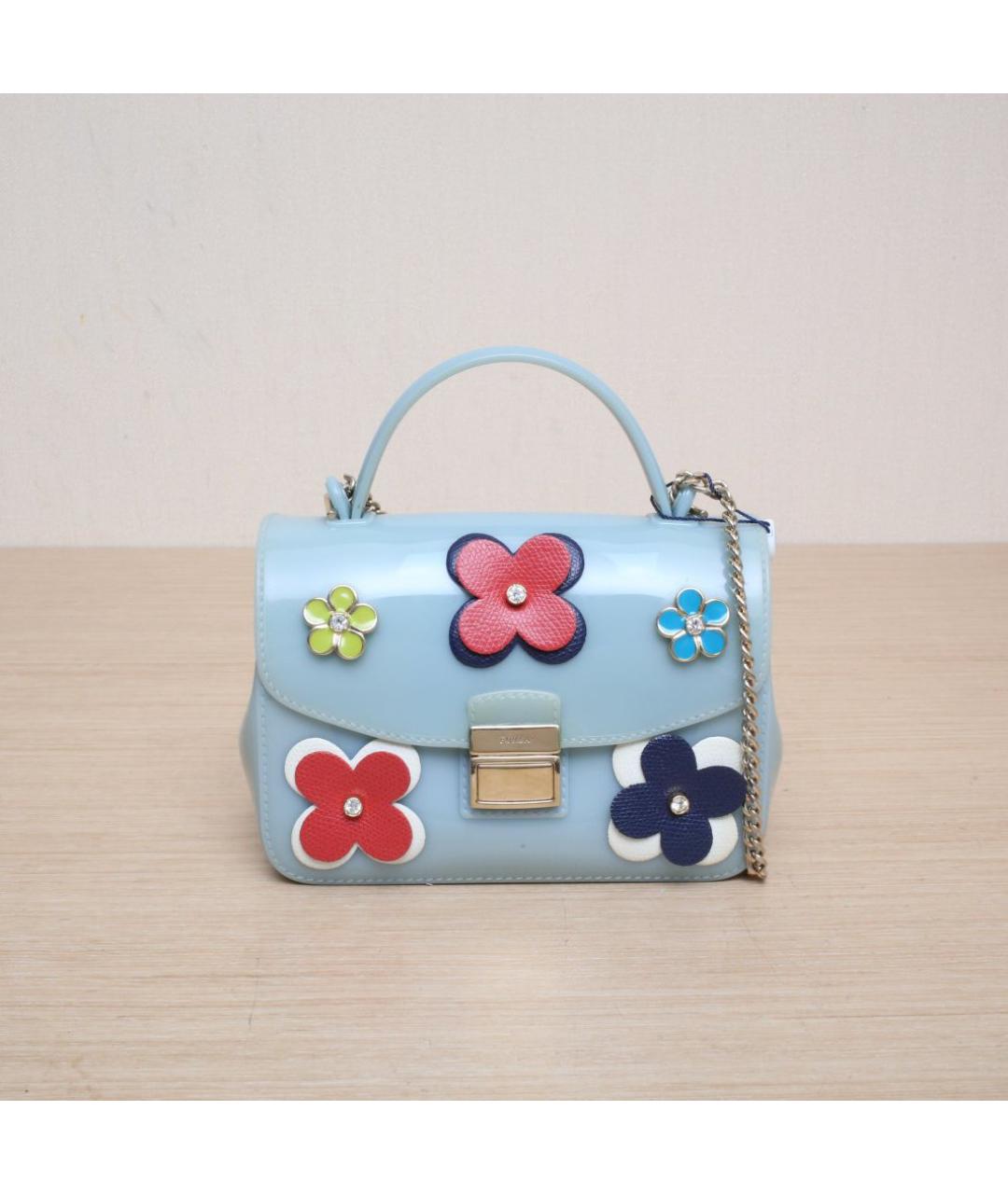 FURLA Голубая кожаная сумка через плечо, фото 2