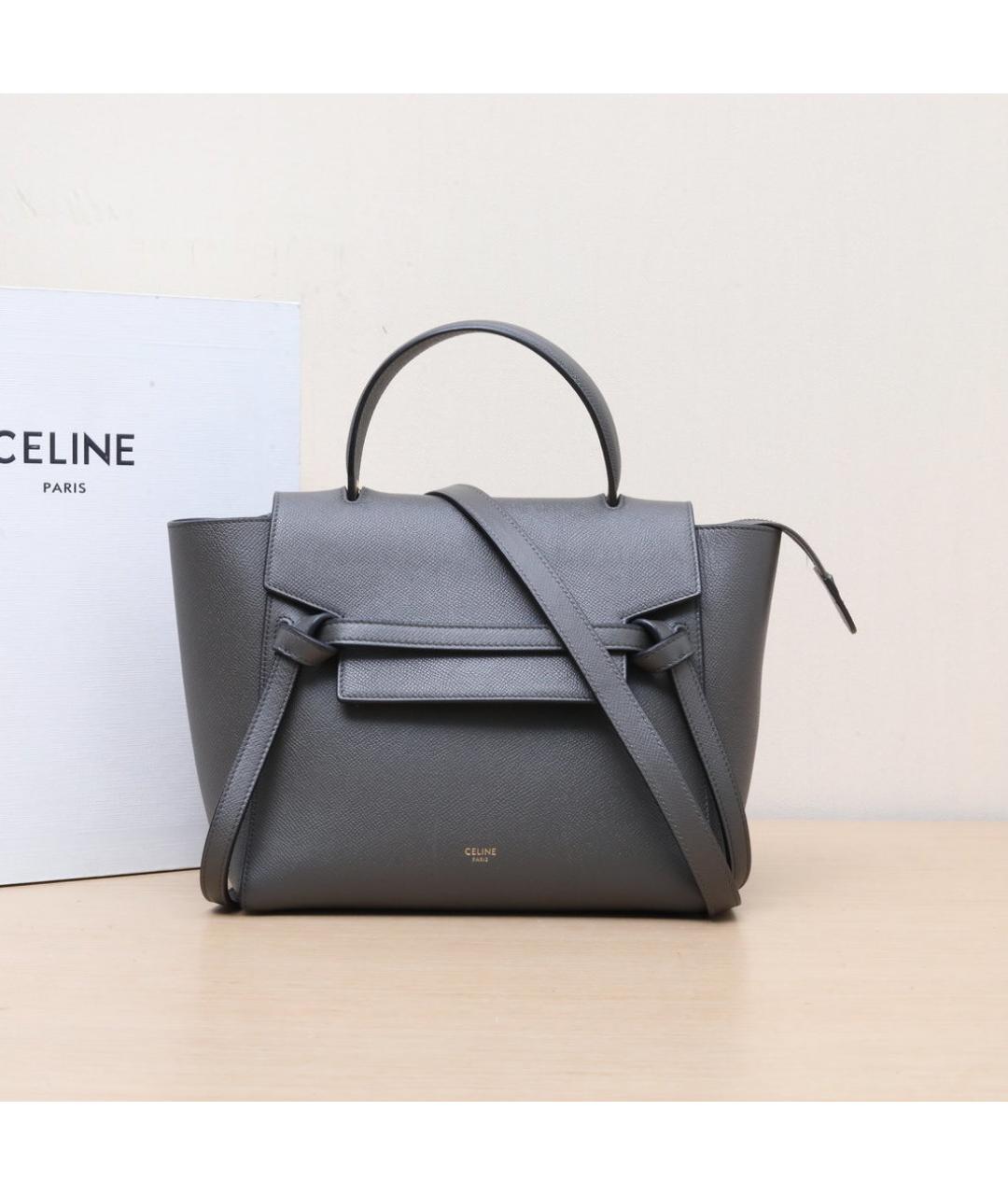 CELINE Серая кожаная сумка через плечо, фото 2