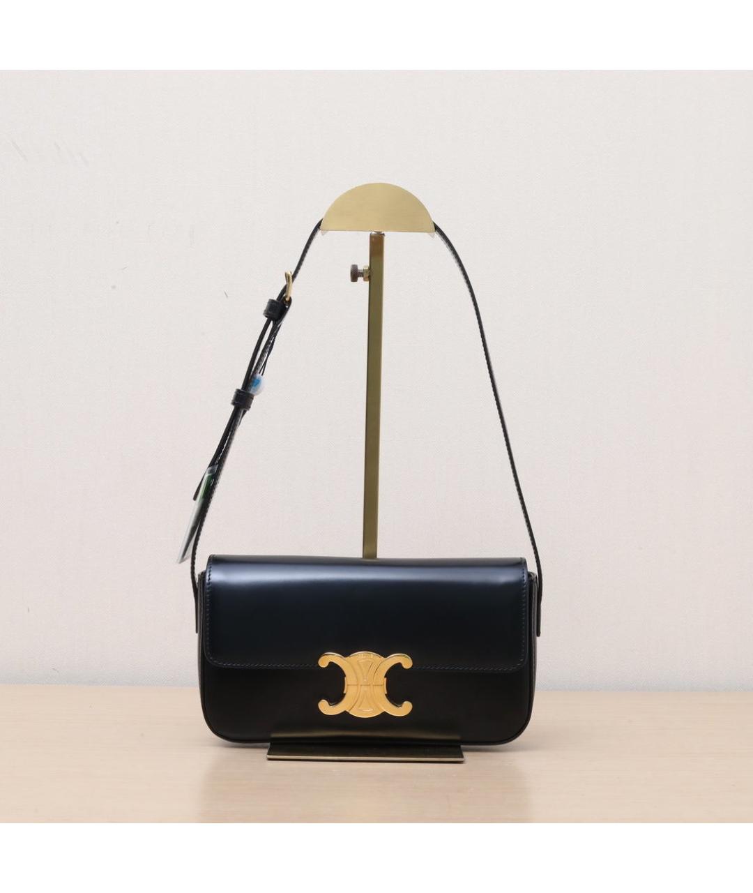 CELINE Черная кожаная сумка через плечо, фото 3