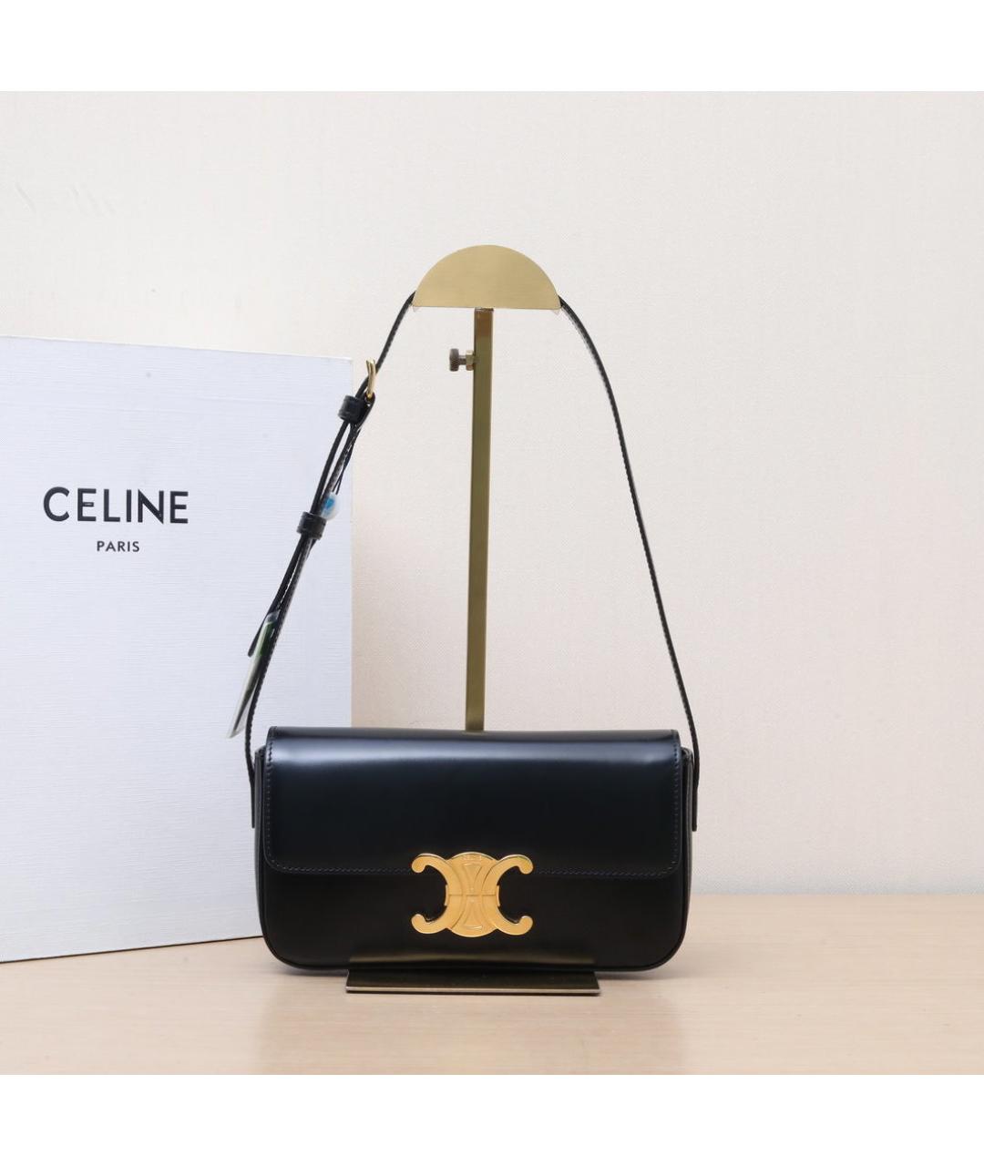 CELINE Черная кожаная сумка через плечо, фото 2