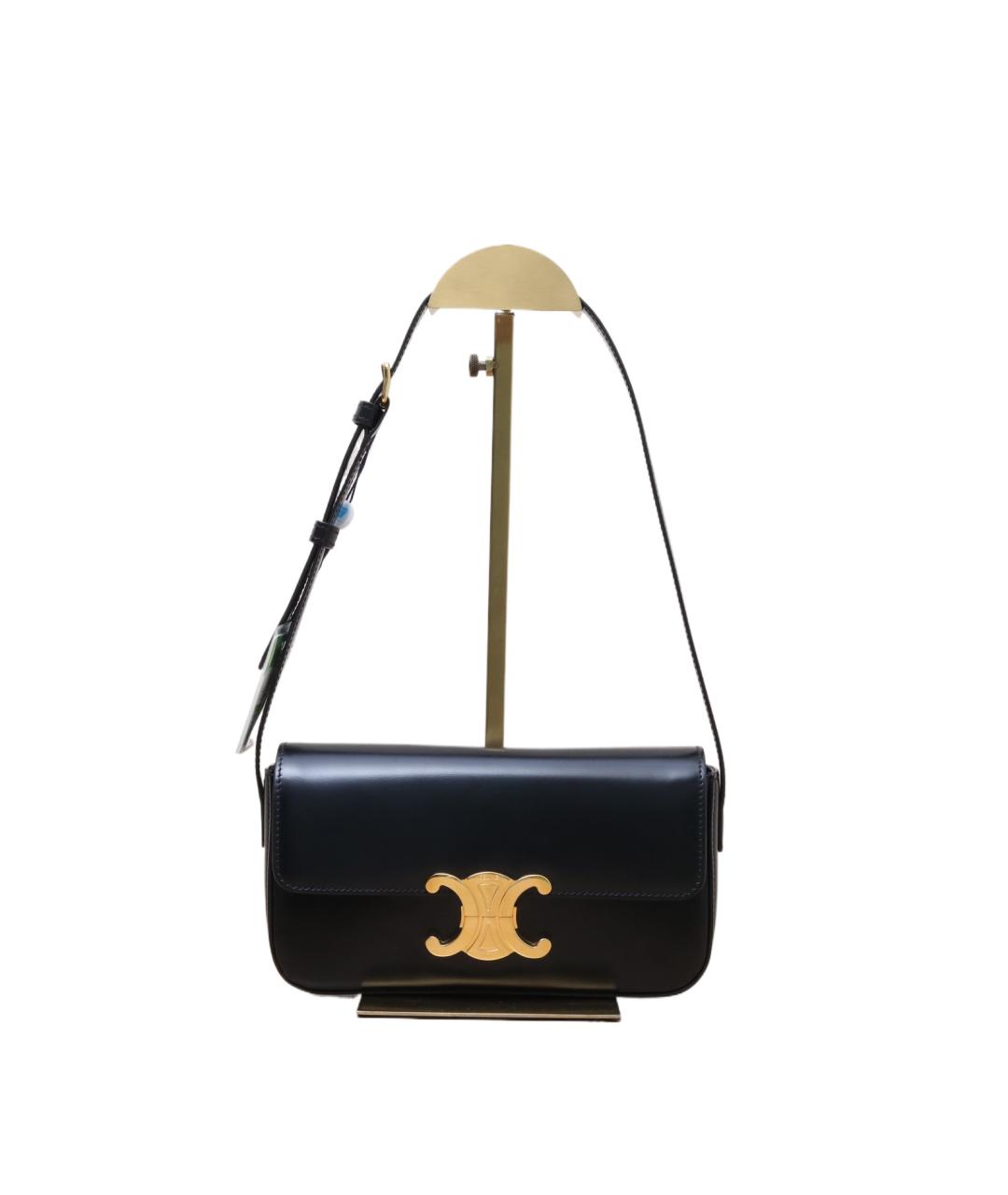 CELINE Черная кожаная сумка через плечо, фото 10