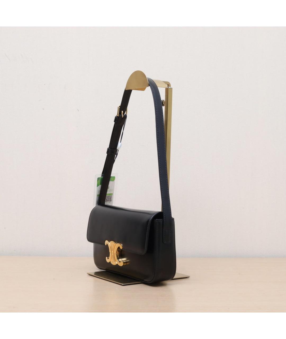 CELINE Черная кожаная сумка через плечо, фото 4