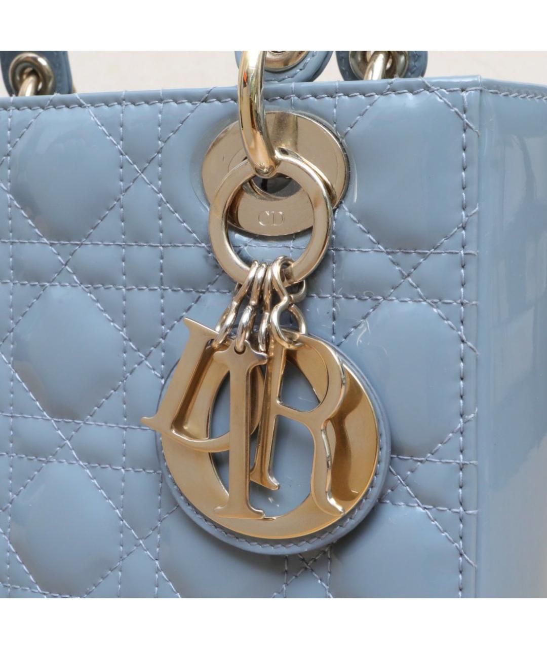 CHRISTIAN DIOR Голубая кожаная сумка через плечо, фото 8