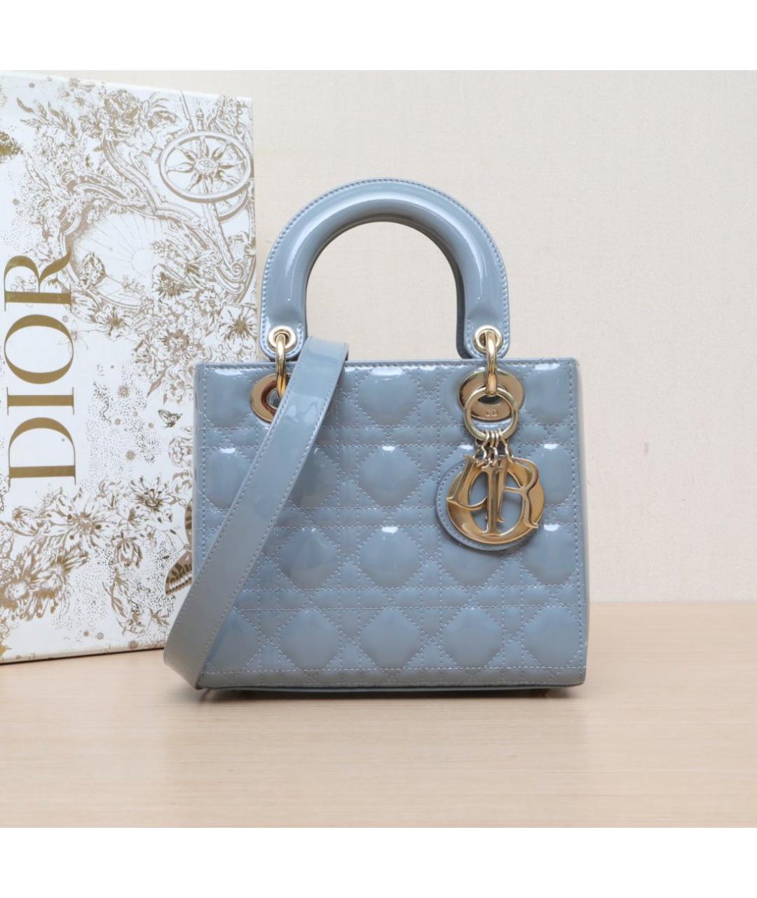 CHRISTIAN DIOR Голубая кожаная сумка через плечо, фото 2