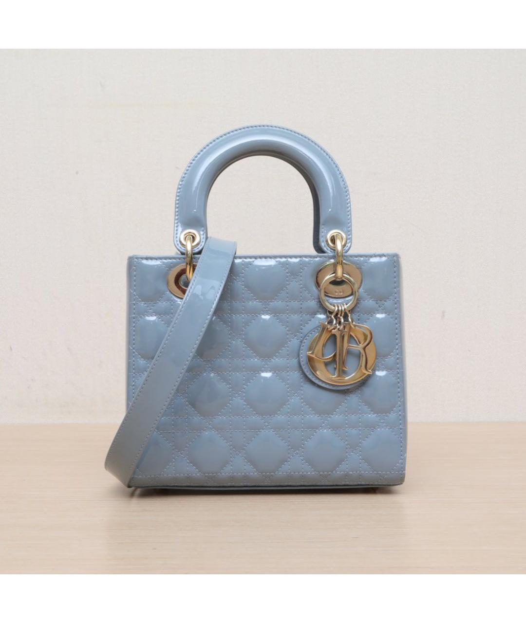 CHRISTIAN DIOR Голубая кожаная сумка через плечо, фото 3