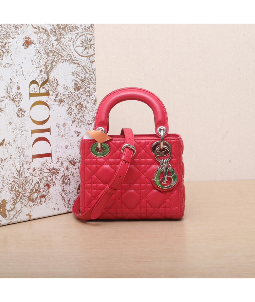 CHRISTIAN DIOR Красная кожаная сумка через плечо, фото 2