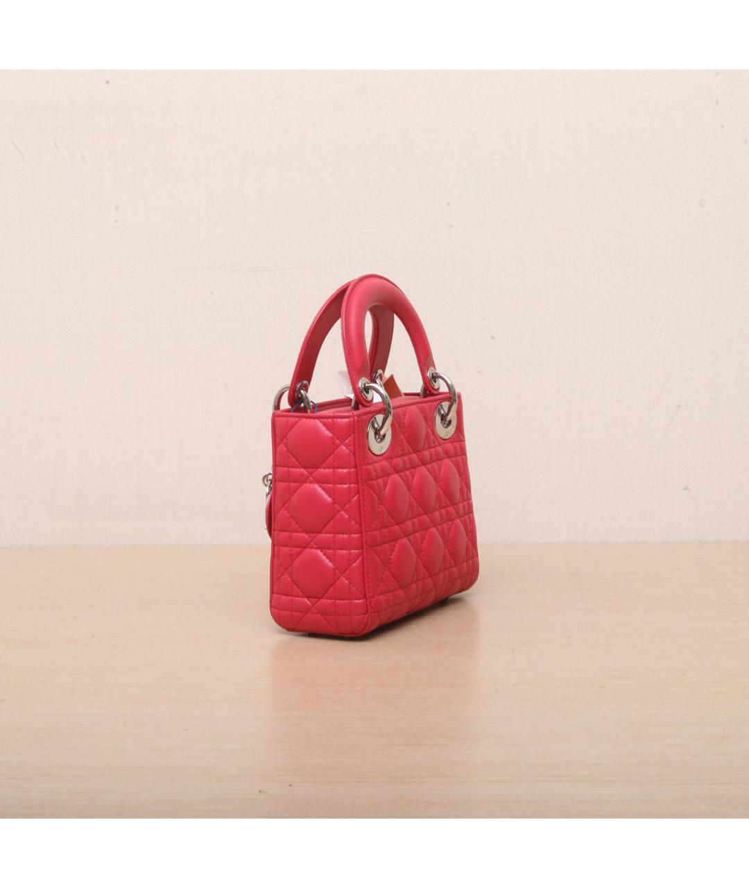 CHRISTIAN DIOR Красная кожаная сумка через плечо, фото 6