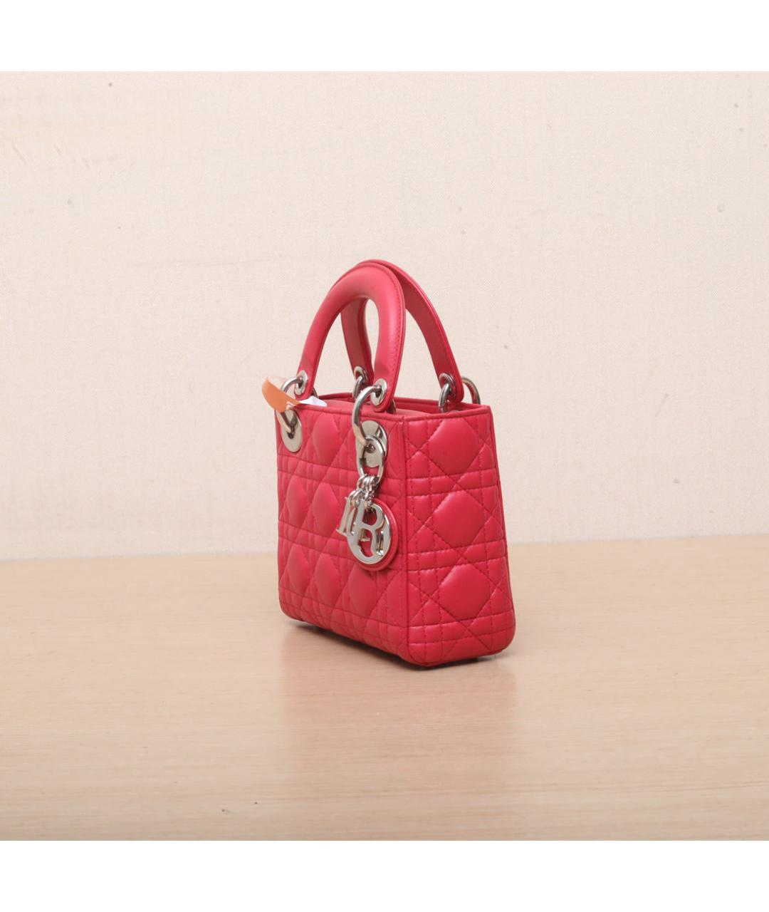 CHRISTIAN DIOR Красная кожаная сумка через плечо, фото 4