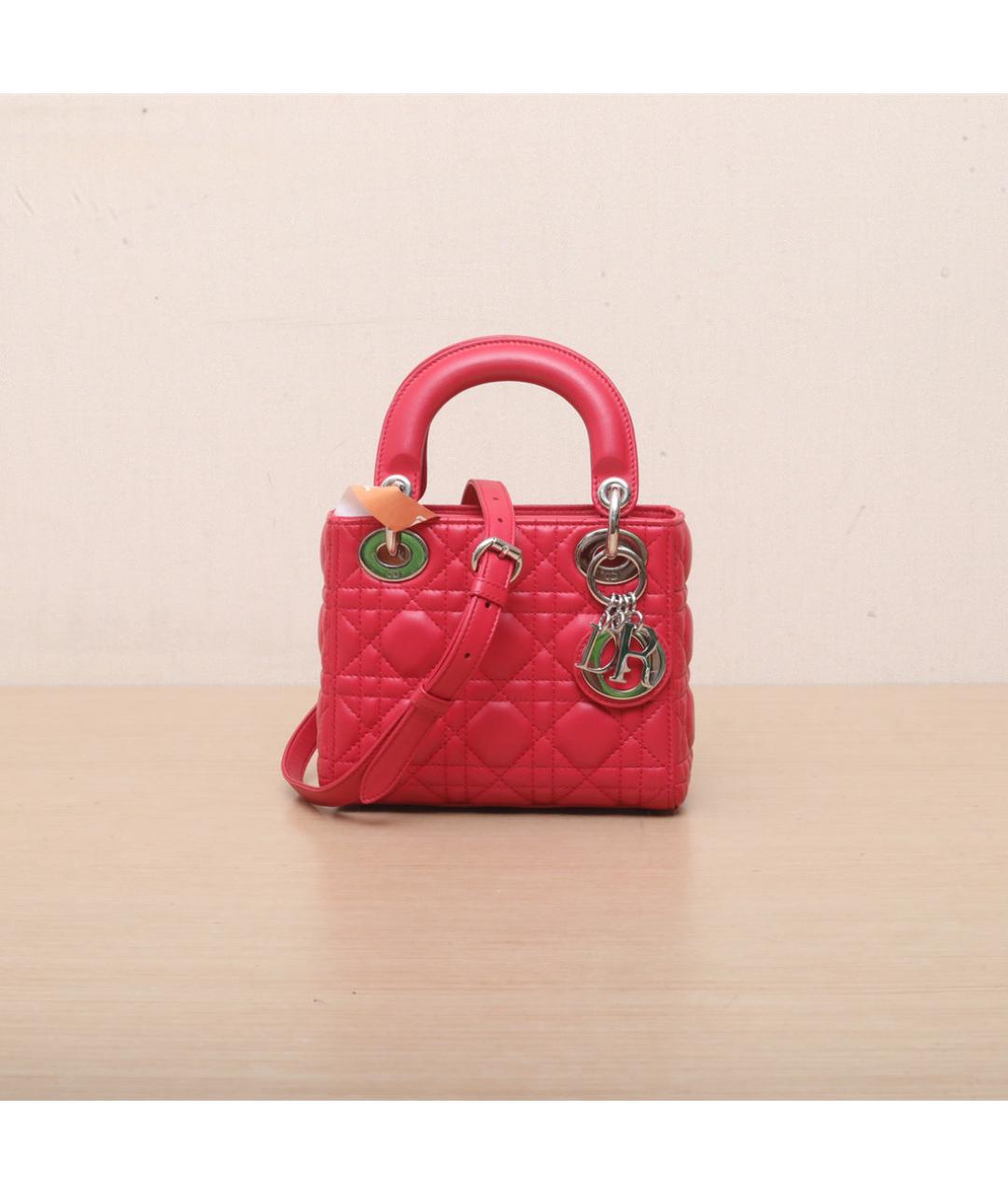 CHRISTIAN DIOR Красная кожаная сумка через плечо, фото 3