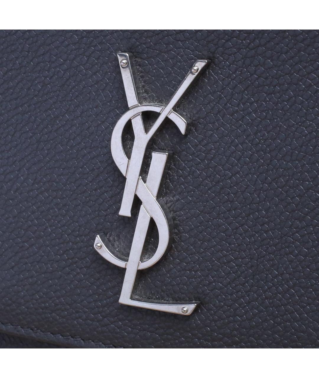 SAINT LAURENT Серая кожаная сумка через плечо, фото 8