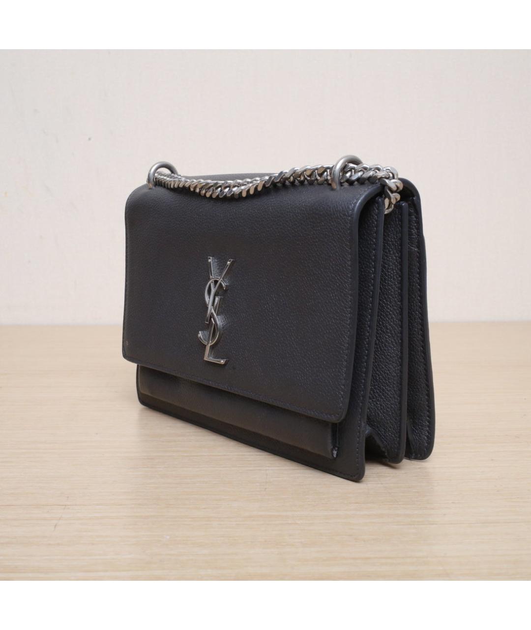 SAINT LAURENT Серая кожаная сумка через плечо, фото 4