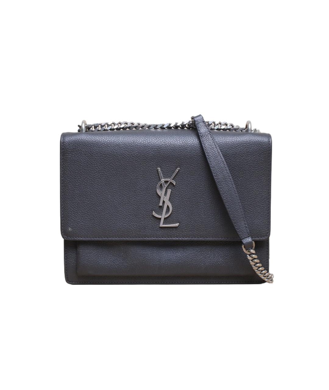 SAINT LAURENT Серая кожаная сумка через плечо, фото 1