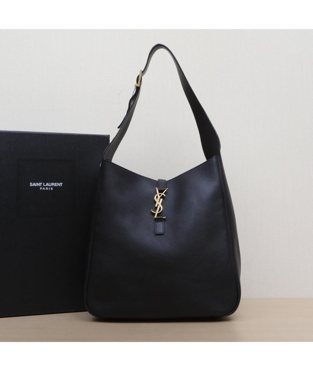 SAINT LAURENT Черная кожаная сумка через плечо, фото 2